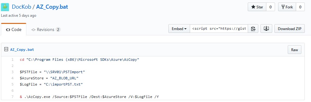 Migrer des PST vers Exchange Online avec AZCopy