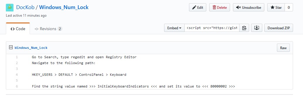Activer le pavé numérique au démarrage sur Windows 10